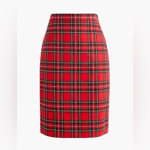 J.CREW Tartan Cotton Sateen Pencil Skirt Red Plaid Straight Green Yellow Plus - Picture 2 of 15